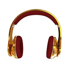 Image showing Golden headphones. 3d illustration