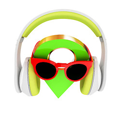 Image showing Glamour map pointer in sunglasses and headphones. 3d illustratio