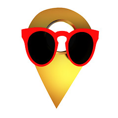 Image showing Glamour map pointer in sunglasses. 3d illustration