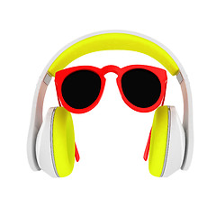 Image showing Sunglasses and headphone for your face. 3d illustration