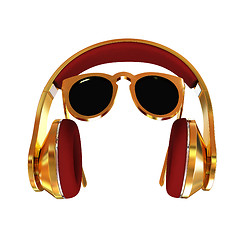 Image showing Sunglasses and headphone for your face. 3d illustration