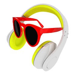 Image showing Sunglasses and headphone for your face. 3d illustration