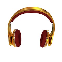 Image showing Golden headphones. 3d illustration