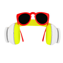 Image showing Sunglasses and headphone for your face. 3d illustration