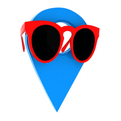 Image showing Glamour map pointer in sunglasses. 3d illustration