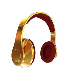 Image showing Golden headphones. 3d illustration