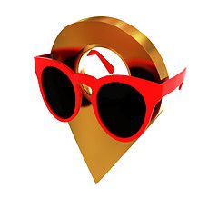 Image showing Glamour map pointer in sunglasses. 3d illustration