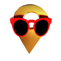 Image showing Glamour map pointer in sunglasses. 3d illustration