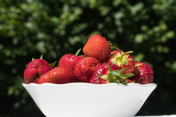 Image showing Bowl with fresh strawberries