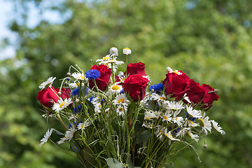 Image showing Colorful summer flowers bouquet