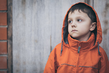 Image showing Portrait of sad little boy