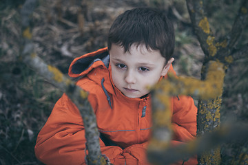 Image showing Portrait of sad little boy