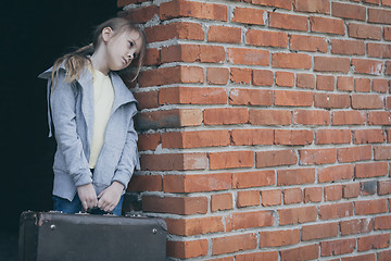 Image showing Portrait of sad little girl