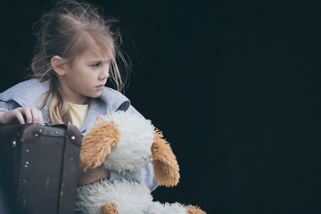 Image showing Portrait of sad little girl