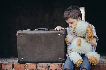 Image showing Portrait of sad little boy