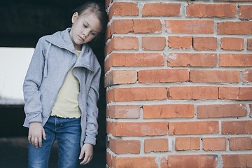 Image showing Portrait of sad little girl