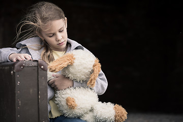 Image showing Portrait of sad little girl