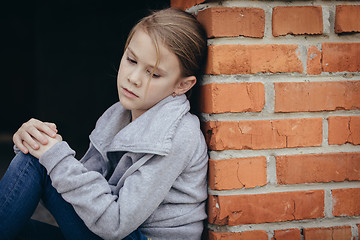 Image showing Portrait of sad little girl