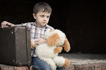 Image showing Portrait of sad little boy