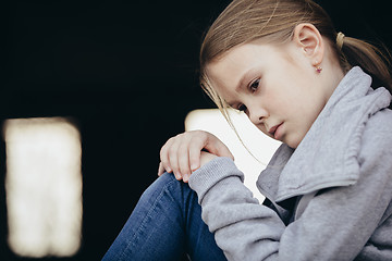 Image showing Portrait of sad little girl