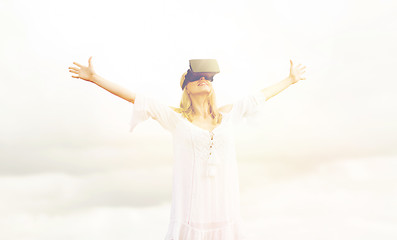 Image showing woman in virtual reality headset outdoors