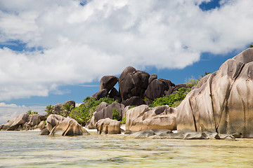 Image showing rocks on seychelles island beach in indian ocean