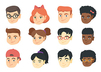 Image showing Vector set of kids smiley emoji cartoons.