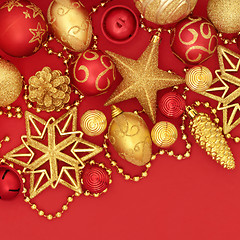 Image showing Christmas Red and Gold Baubles