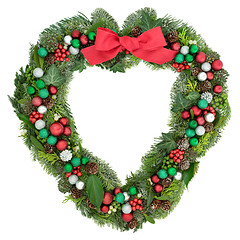 Image showing Chistmas Heart Shaped Wreath Decoration