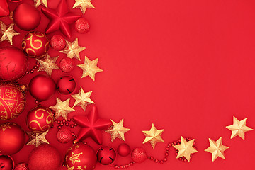 Image showing Christmas Red and Gold Bauble Decorations