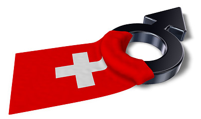 Image showing mars symbol and flag of switzerland - 3d rendering