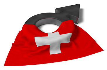 Image showing mars symbol and flag of switzerland - 3d rendering