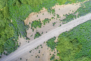 Image showing Drone view of gravel road