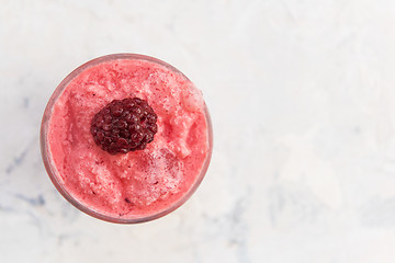 Image showing Blackberry smoothie on a white