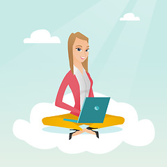 Image showing Caucasian woman using cloud computing technologies