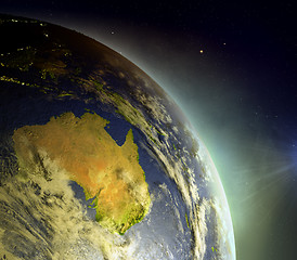 Image showing Australia from space in sunrise