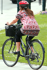 Image showing Woman on bicycle
