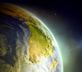 Image showing Africa from space in sunrise