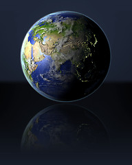 Image showing Asia on globe