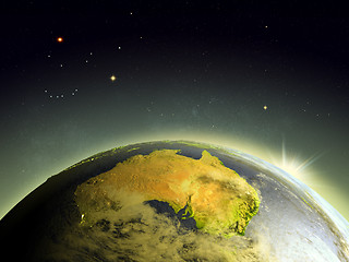 Image showing Australia from space in sunrise