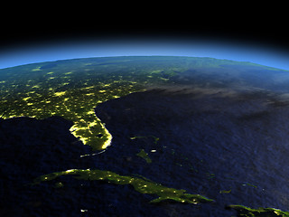 Image showing Cuba and Florida at night