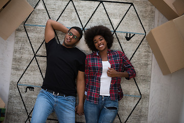 Image showing Top view of attractive young African American couple