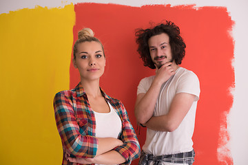 Image showing couple in love  over color background