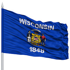 Image showing Isolated Wisconsin Flag on Flagpole, USA state