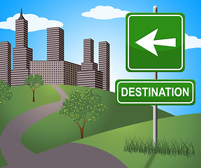 Image showing Destination Sign Shows City Route 3d Illustration