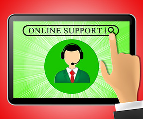 Image showing Online Support Tablet Representing Assistance 3d Illustration
