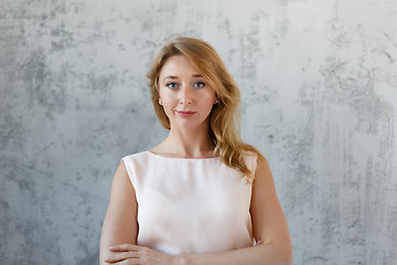 Image showing Long -haired beautiful girl in dress