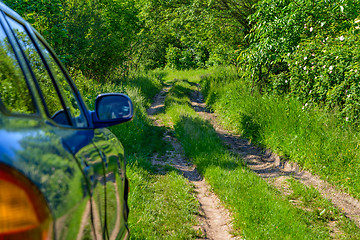 Image showing Blue car in forest