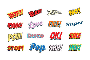 Image showing set of comic phrases