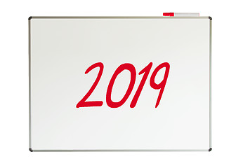 Image showing 2019, message on whiteboard